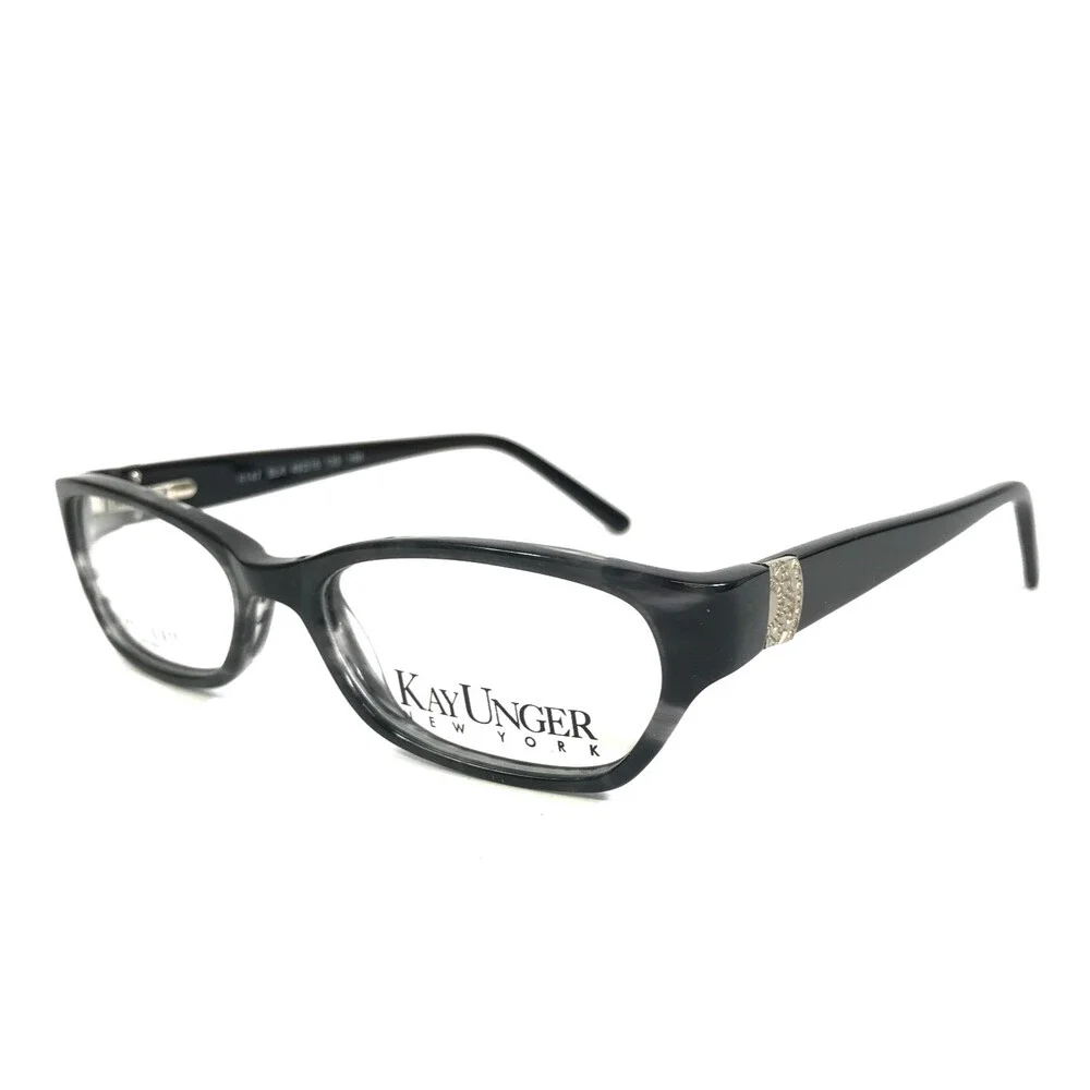Kay Unger Eyeglasses Frames K147 BLK Shiny Black Cat Eye Full Rim 49-16-135